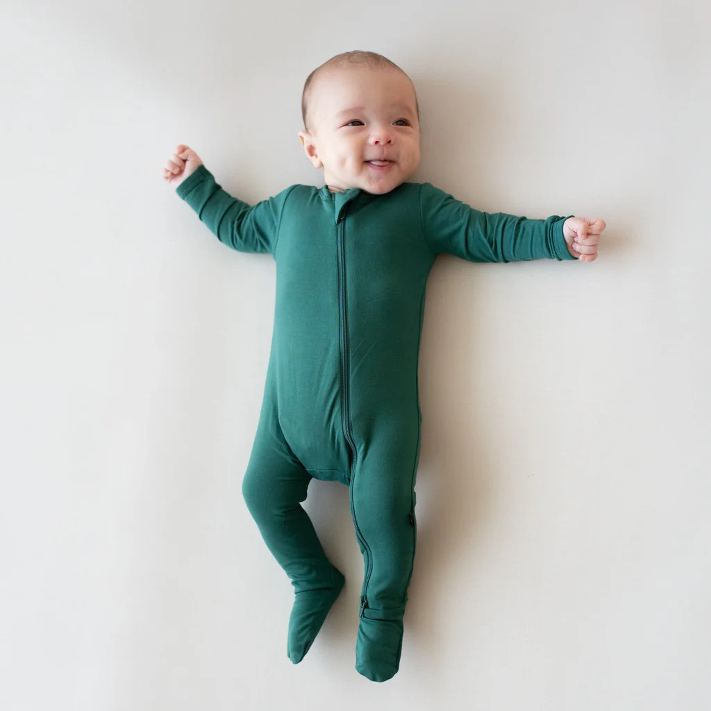 Zippered Footie in Emerald | Kyte Baby