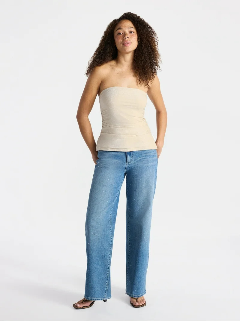 No Boundaries Metallic Tube Top, Women’s | Walmart (US)