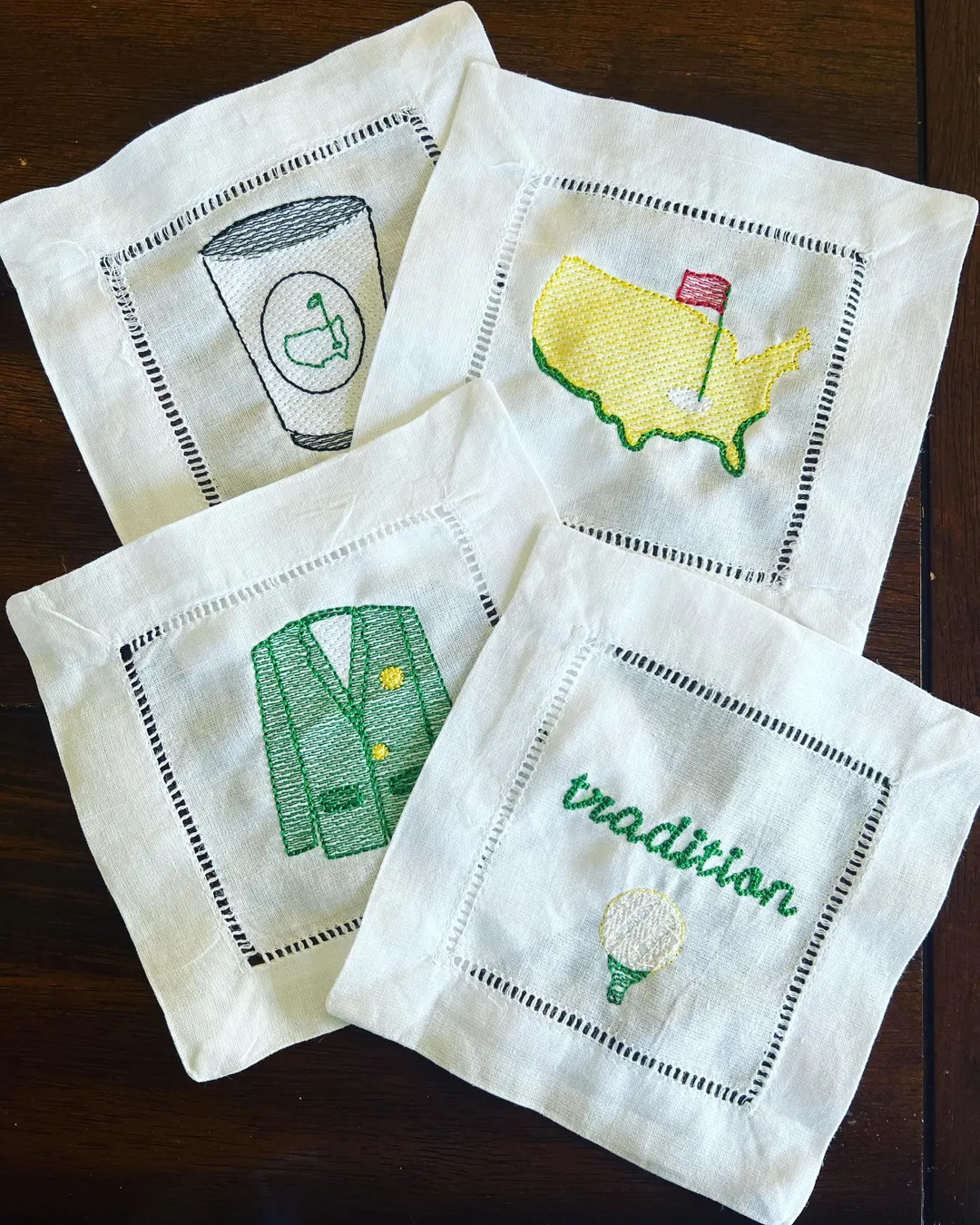 Masters-Themed Linen Cocktail Napkins Set of 4 | Golf Party Decor, Unique Gift for Golf Lovers, E... | Etsy (US)