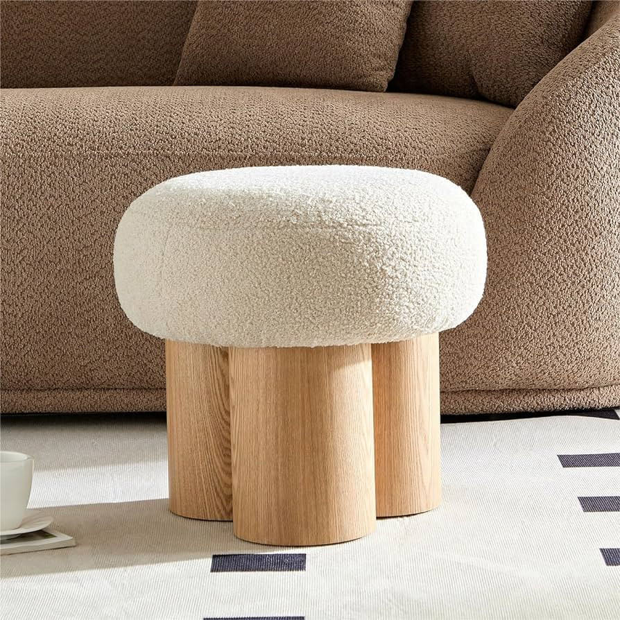 Round Footstool Ottoman Teddy Stool Small Upholstered Ottoman Shoe Changing Foot Stool Step Stool... | Amazon (US)