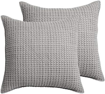 Levtex home - Mills Waffle - Euro Sham (Set of Two) - Grey - Sham Size (26 x 26in.) | Amazon (US)