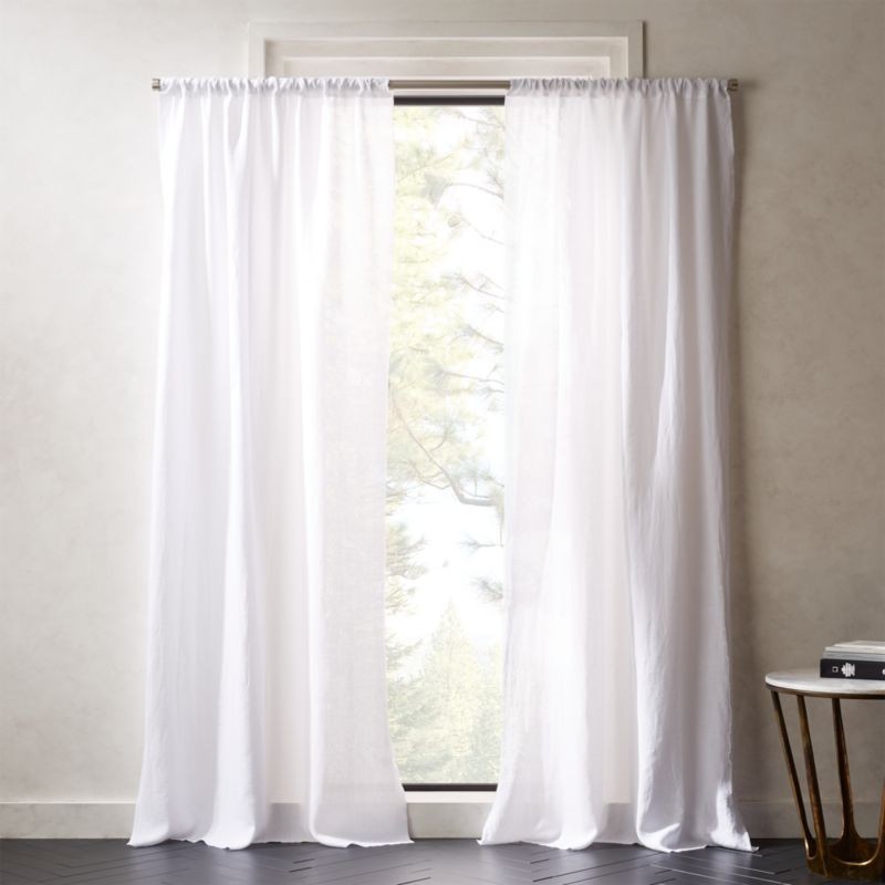 White Linen Curtain Panel 48"x96" + Reviews | CB2 | CB2