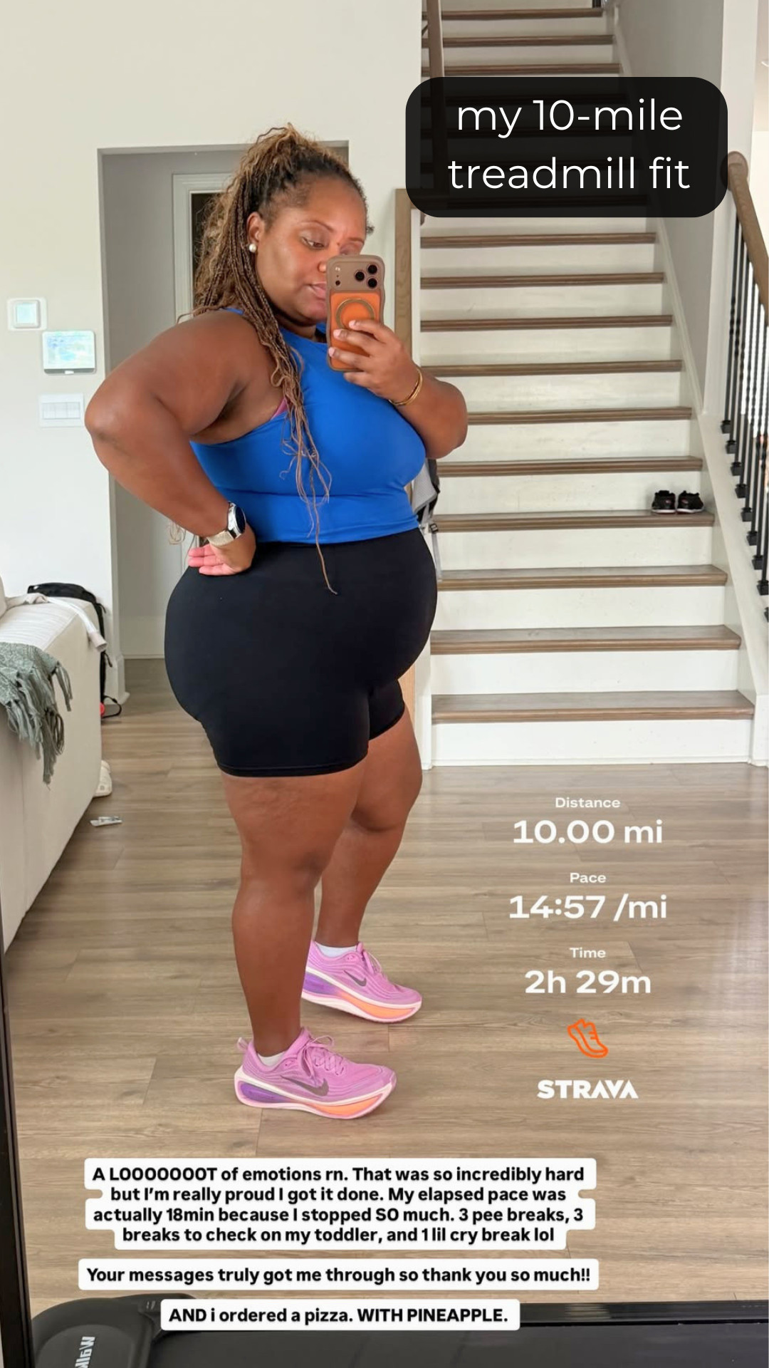 Long treadmill runs call for comfortable gear. 

This 10-miler had a few extra breaks, but I'm proud I finished. 

Linking the outfit that got me through today's run! Wearing an XL 

 #LTKfitnessgoals #LTKActive #LTKMidsize