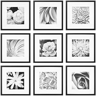 Gallery Perfect Gallery Wall Kit Square Photos with Hanging Template Picture Frame Set, 12" x 12"... | Amazon (US)