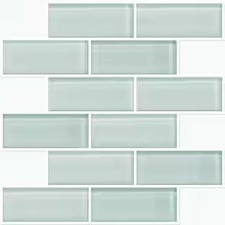 RoomMates Aqua 10.5 in. x 10.5 in. Seaglass Subway Polyurethane Peel and Stick Tile (Total sq. ft..  | The Home Depot