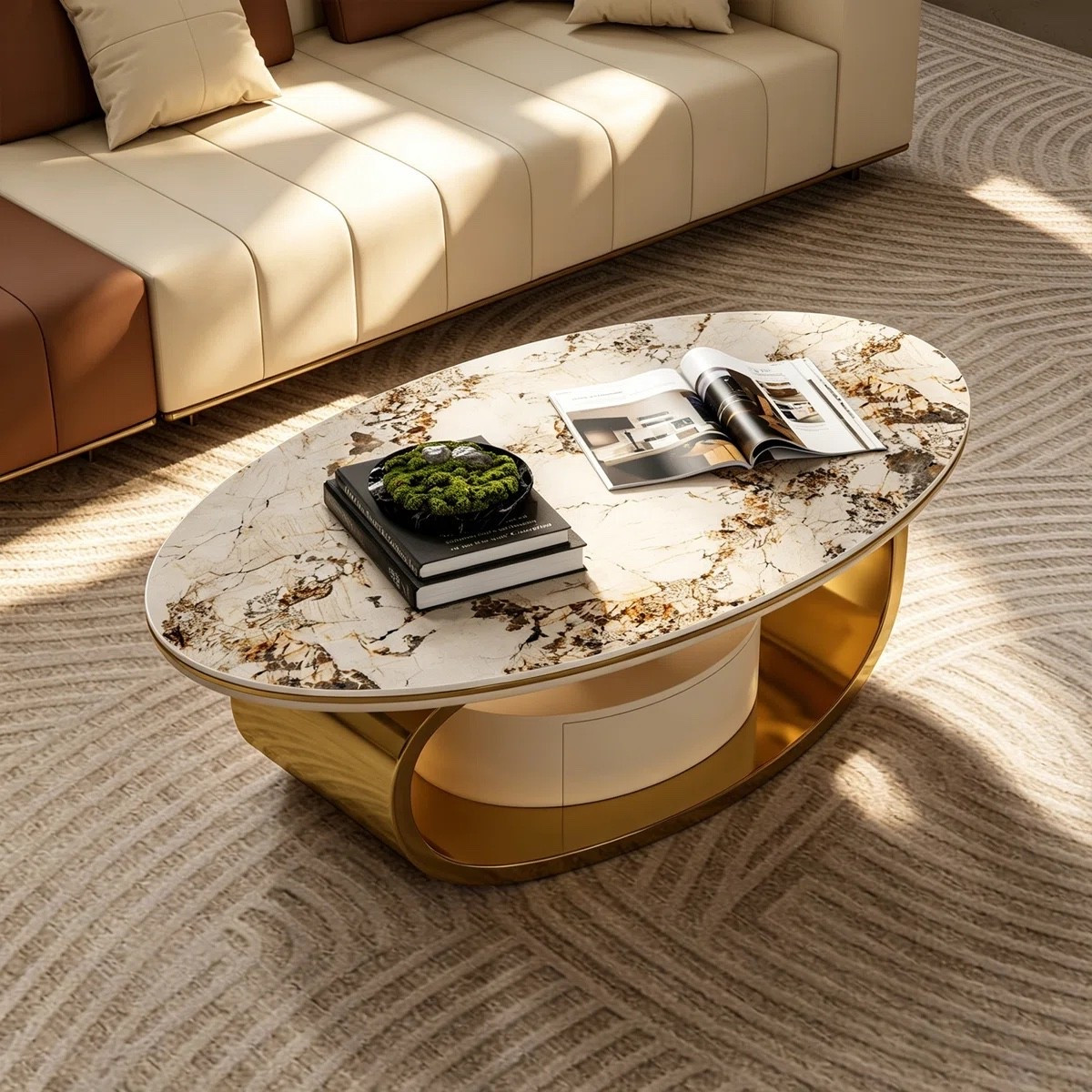 Inspired by contemporary stone elegance, the 55” Contemporary Oval Coffee Table pairs a luxurious sintered stone surface with a sculptural oval silhouette for a refined centerpiece. A discreet hidden drawer keeps everyday essentials organized while preserving its clean, minimalist aesthetic. ON SALE and under $700.

Keywords:

* oval coffee table
* sintered stone coffee table
* modern coffee table
* contemporary coffee table
* coffee table with drawer
* hidden storage coffee table
* stone top coffee table
* luxury coffee table
* living room coffee table
* minimalist coffee table
* designer coffee table
* organic modern furniture
* modern living room furniture
* statement coffee table
* elegant home décor
* contemporary furniture
* architectural furniture
* premium coffee table
* oval center table
* functional living room furniture

#LTKSaleAlert #LTKHome #LTKSeasonal