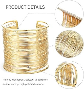 RIOSO 4 Pcs Cuff Bangle Bracelet for Women Open Wide Wire Bracelets Gold Wrist Cuff Wrap Bracelet | Amazon (US)