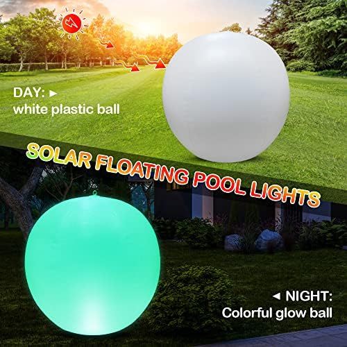 SEMANJLL 2PCS Solar Floating Pool Lights,14" Solar Powered Inflatable Glow Globe 16 Color Changing l | Amazon (US)