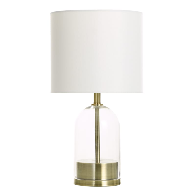 Brass Clear Glass Accent Lamp with Shade, 18" | At Home