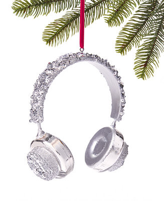 Holiday Lane Retro Holiday Silver Glitter Headphones Ornament, Exclusively at Macy's - Macy's | Macy's