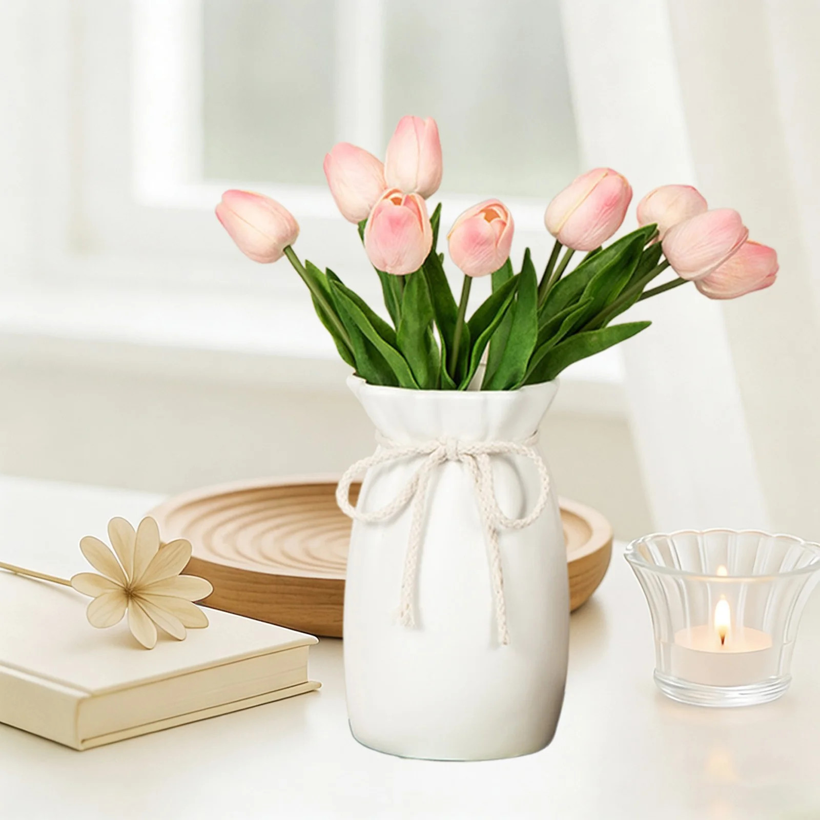 Imitation Ceramic Vase Desktop Vase for Small Medium Large Sizes White | Walmart (US)