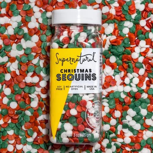 Christmas Sequins Natural Confetti Sprinkles by Supernatural, Red, Green & White, No Artificial D... | Amazon (US)