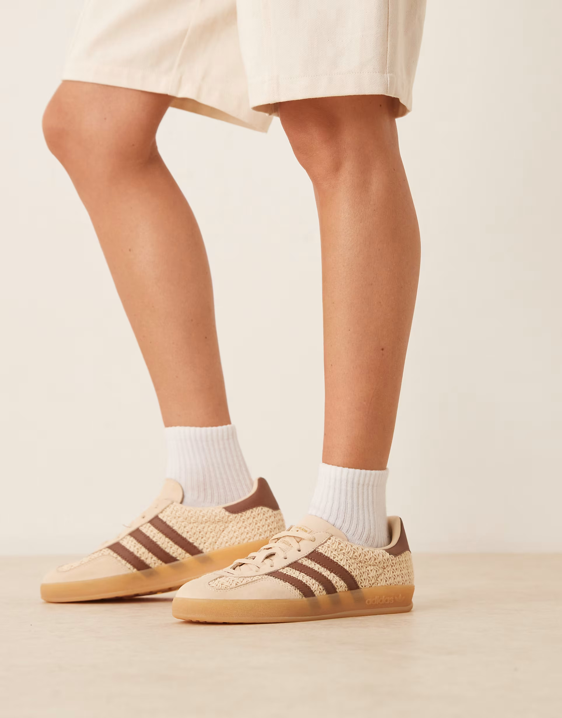 adidas Originals Gazelle Indoor trainers in cream and brown woven | ASOS (Global)