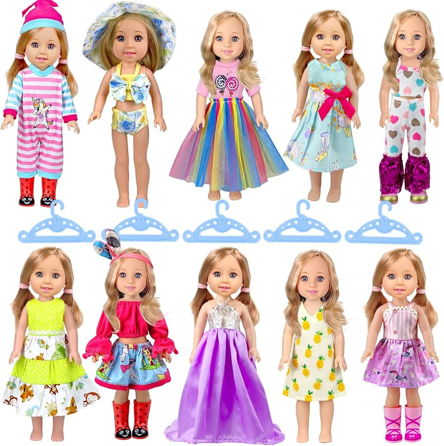Amazon.com: WONDOLL 10-Sets Doll-Clothes for American-14-inch-Dolls - Compatible with 14.5-inch-D... | Amazon (US)