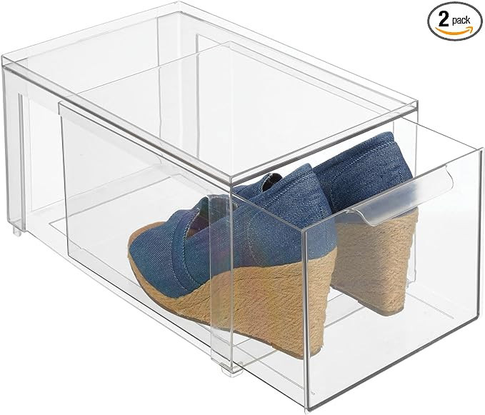 mDesign Plastic Closet Organizer Bin w/Pull Out Drawer - Stackable Storage for Closet - Organizat... | Amazon (US)
