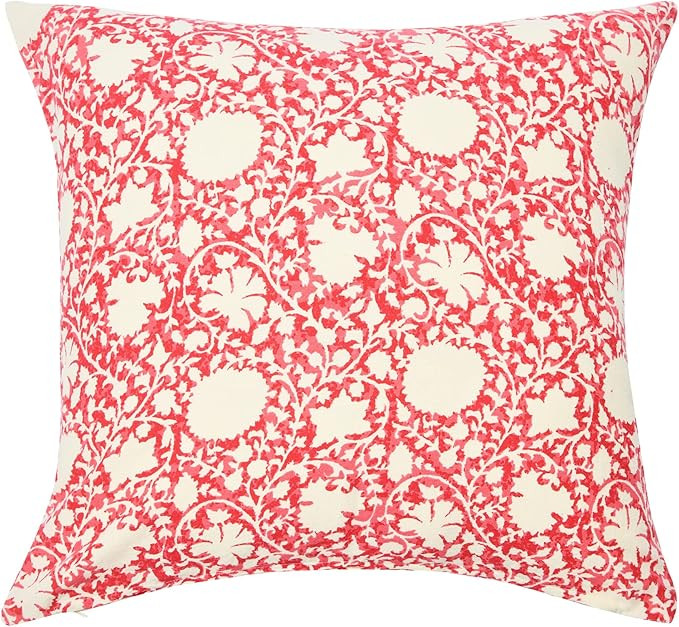 Creative Co-Op 20" Square Print Cotton Pillow Decorative Pillow Cover, 20" x 20", Red Ivy | Amazon (US)