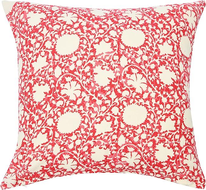 Creative Co-Op 20" Square Print Cotton Pillow Decorative Pillow Cover, 20" x 20", Red Ivy | Amazon (US)