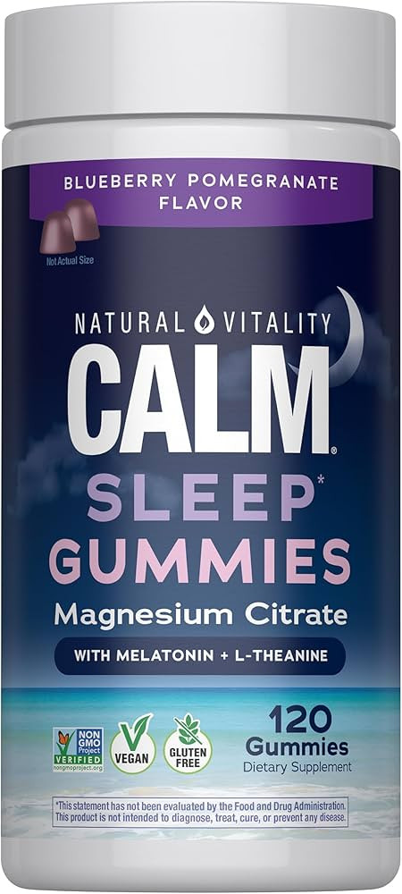 Natural Vitality SLEEP Gummies, Magnesium Supplement With Melatonin and L-Theanine, Vegan, Gluten... | Amazon (US)