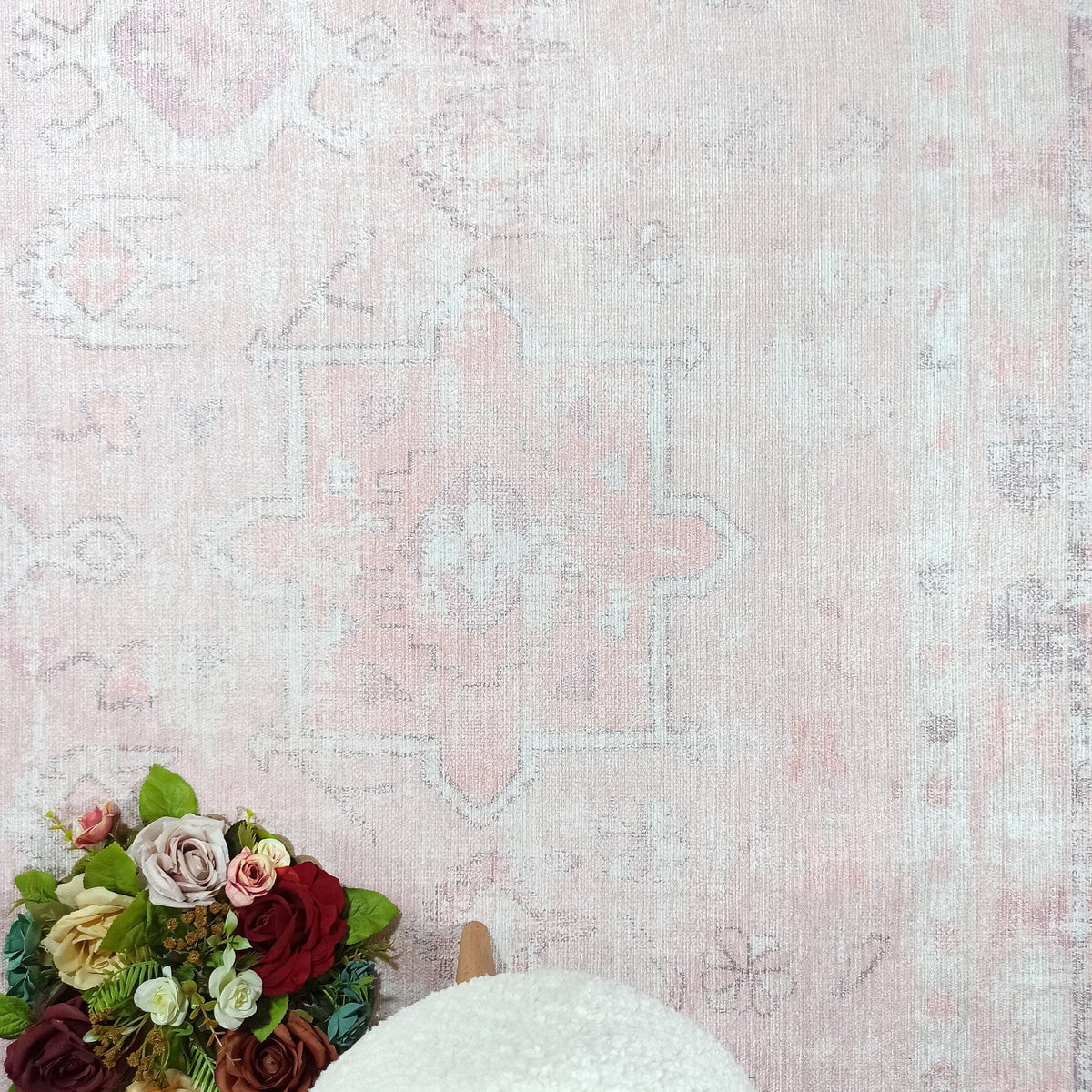 Leonie Pink Pale & Dusty Persian Vintage Rug | Fame Rugs