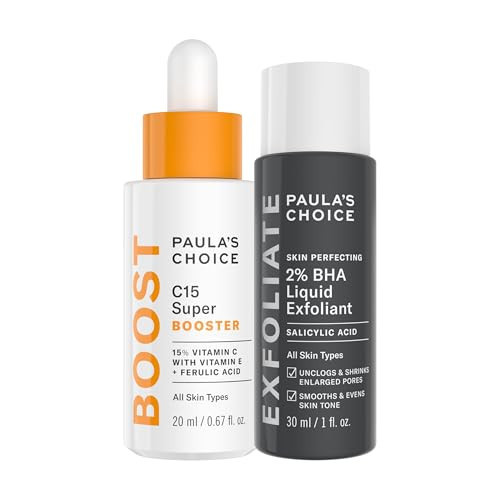 Paula’s Choice C15 Super Booster Vitamin C Serum + Travel Size 2% BHA Salicylic Acid Liquid Exfoliant Duo, for Radiance, Glow and Smoother Skin, Set of 2 | Amazon (US)