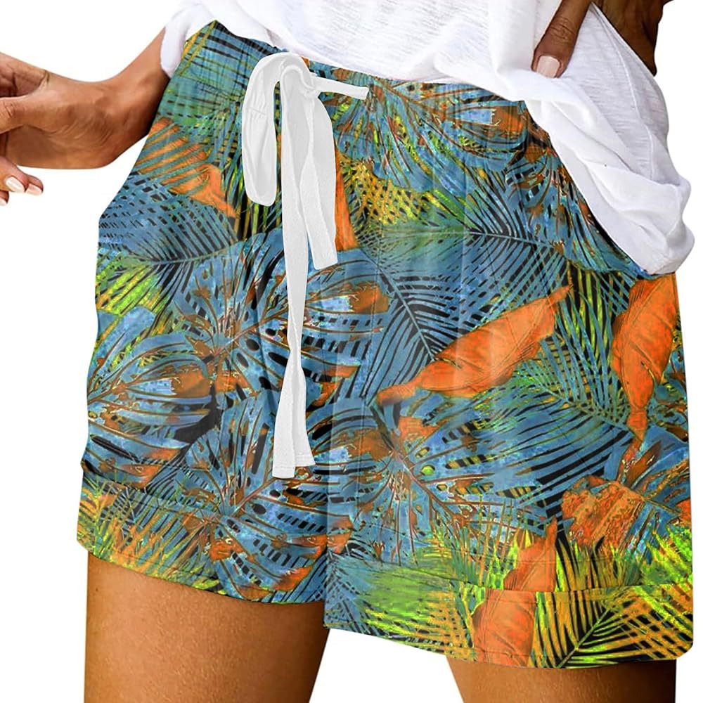 Womens Summer Shorts 2025 Casual Comfy Baggy Elastic Waist Drawstring Lightweight Breathable Shor... | Amazon (US)