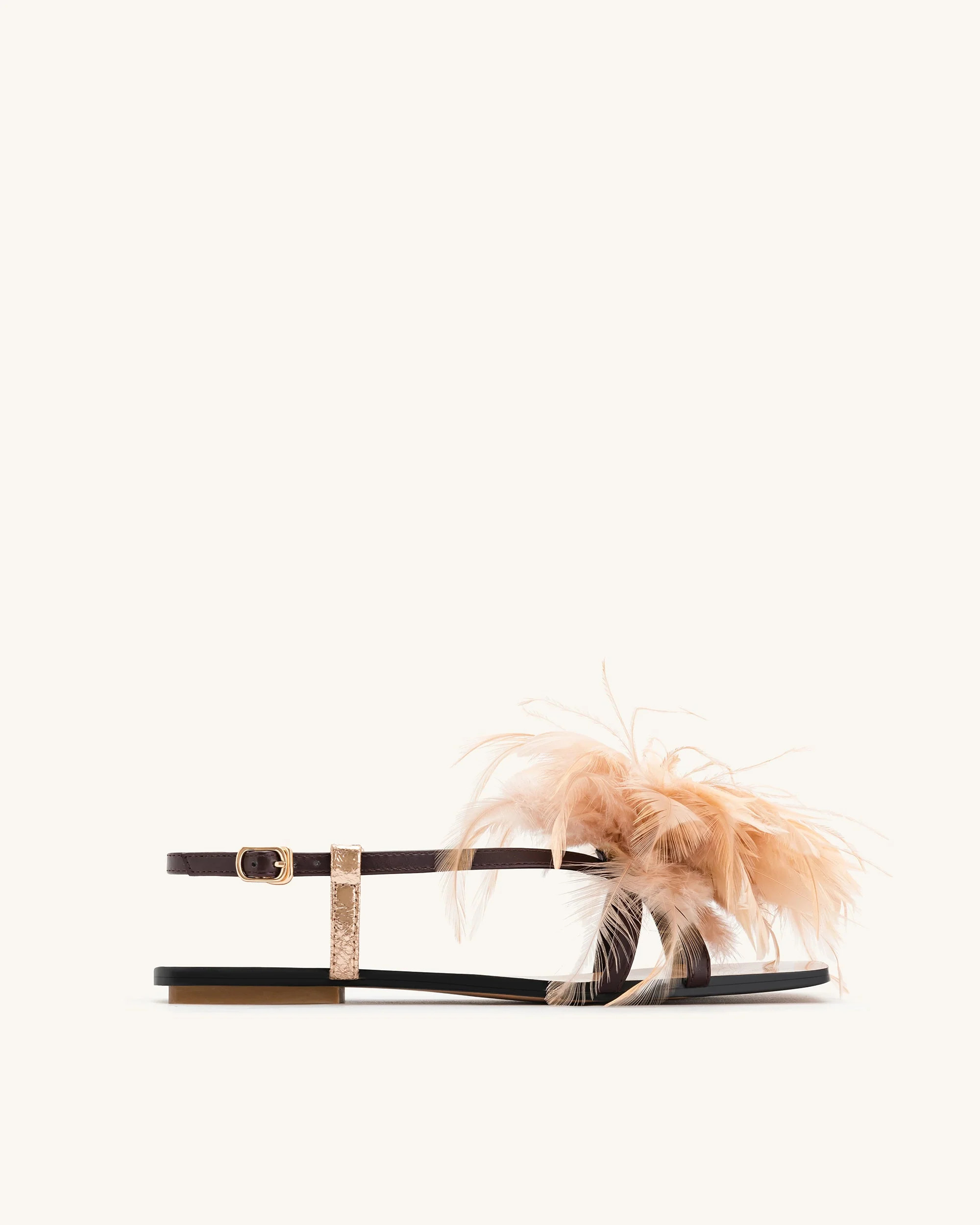 Fluffy Flats Sandals-Brown | JW PEI US