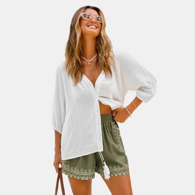 Cupshe Women's Breezy White Button-Down Cover Up-S-White | Target
