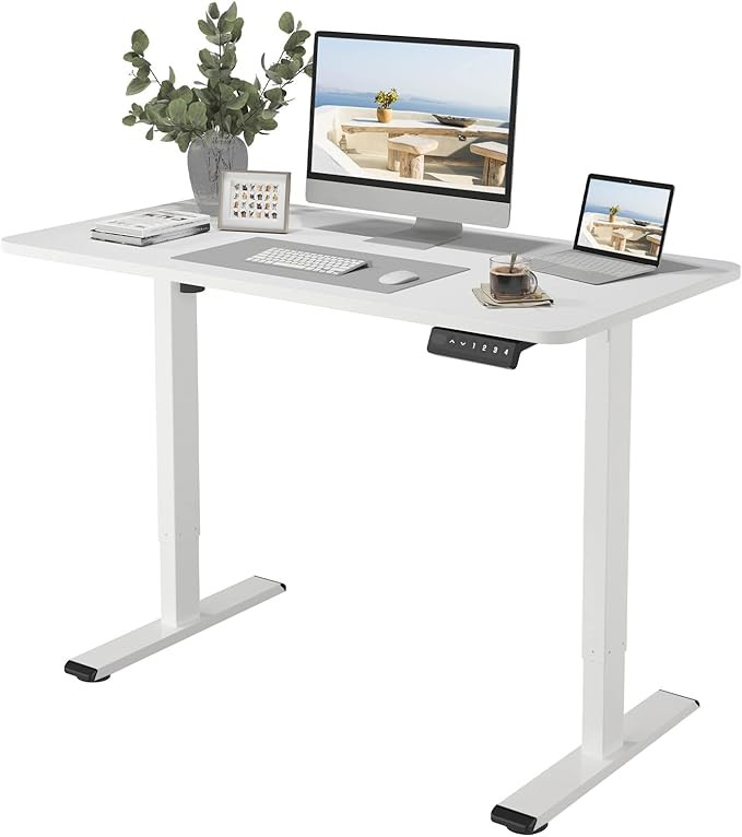 Flexispot EN1 Electric White Stand Up Desk Workstation with 48 x 30 Inches Whole-Piece Desktop Er... | Amazon (US)