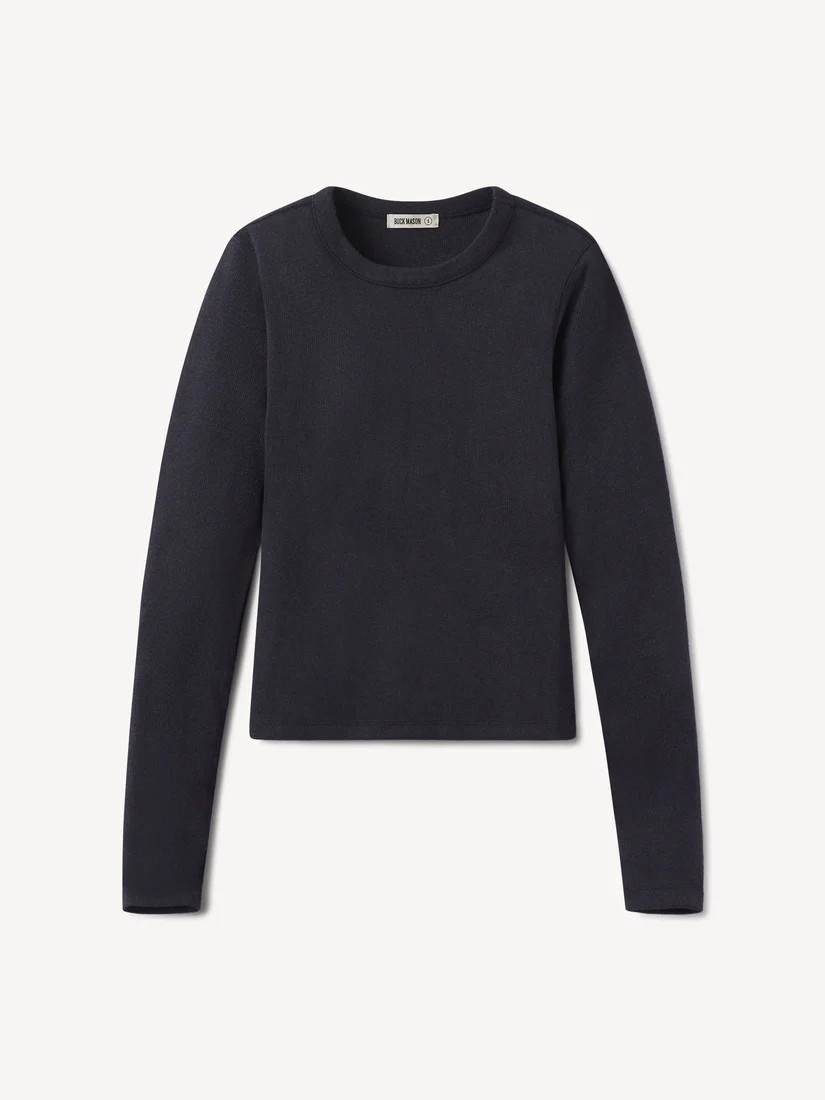 Marled Dark Navy Surplus Rib L/S Crew - Buck Mason- Modern American Classics | Buck Mason