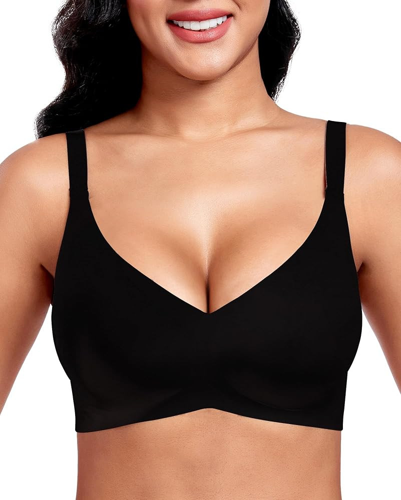 Vinfact Women's Bras Plunge V Floral Non Wired Push up Padded Comfort Everyday Bra | Amazon (UK)