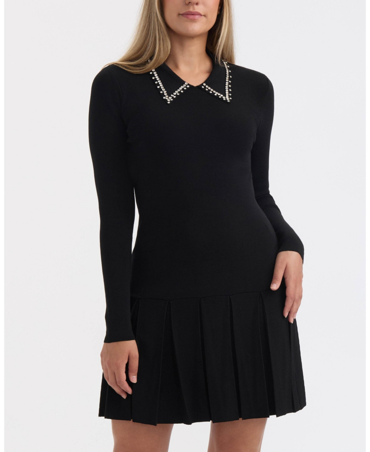 Ellen Tracy Women's Embellished Collar Knit Dress - Black | Macy's