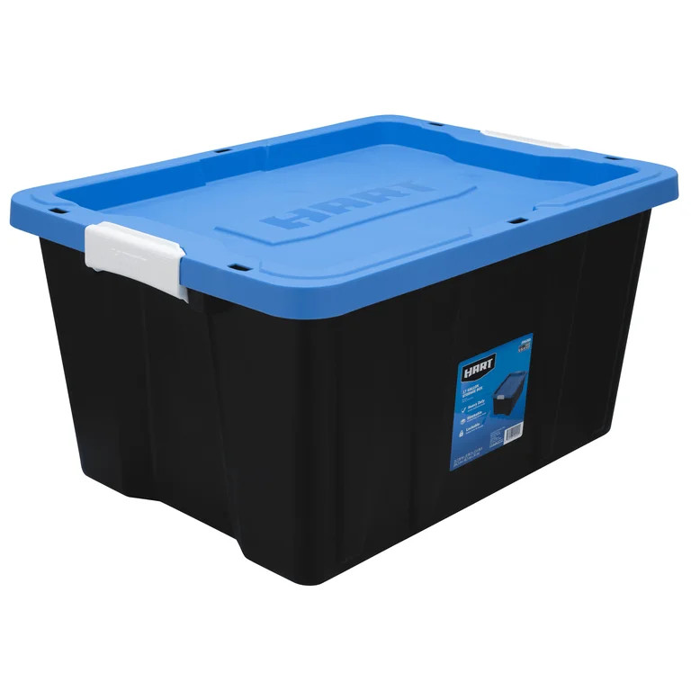 HART 17 Gallon Heavy Duty Stackable Latching Plastic Storage Bin Container, Black | Walmart (US)