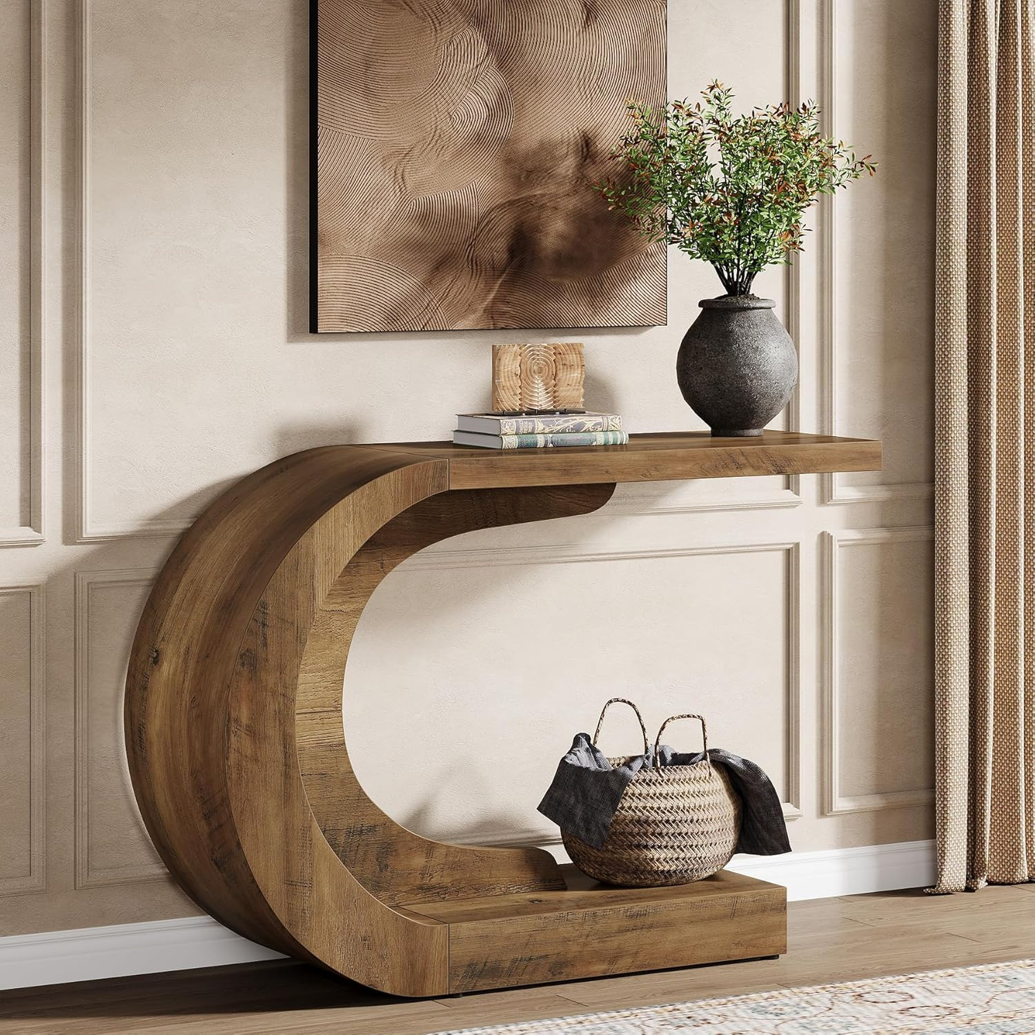 Tribesigns 43.3 inches Modern Console Table for Entryway Farmhouse C Shaped Rustic Behind Couch Sofa Table for Living Room Hallway Entry Entrance | Lowe's