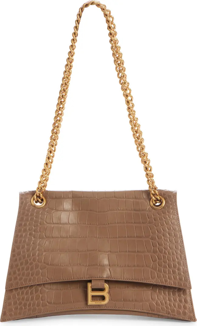 Balenciaga Small Crush Croc Embossed Leather Shoulder Bag | Nordstrom | Nordstrom