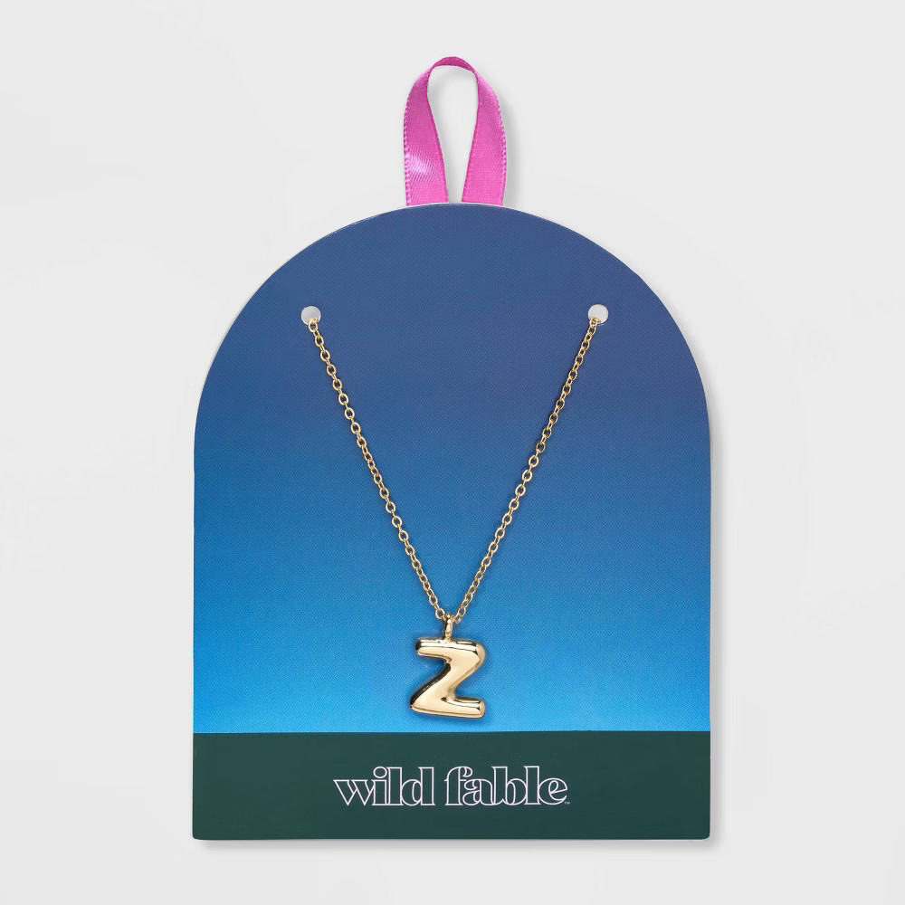 Puffy Initial Charm 'Z' Pendant Necklace - Wild Fable™ Gold | Target
