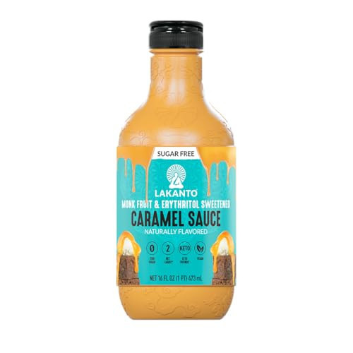 Lakanto Sugar Free Caramel Sauce - Perfect Topping for Brownies, Ice Cream, Milkshake, Smoothies, Coffee, Desserts, Monk Fruit Sweetener with Erythritol, Low Carb, Vegan, Keto Friendly (16 Fl Oz) | Amazon (US)