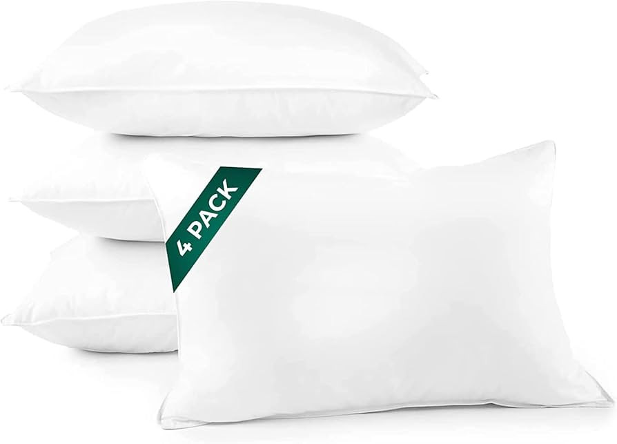 DOWNLITE 4-Pack Set of Hotel Style Hypoallergenic Down Alternative Bed Pillows – Standard/Queen... | Amazon (US)
