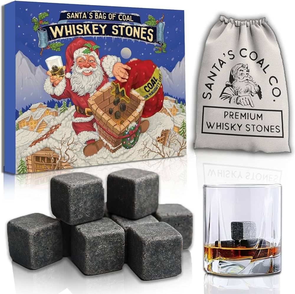 15 Whiskey Stones in Gift Box w/Sack - Naughty List Christmas Stocking Stuffers for Men. Bourbon ... | Amazon (US)