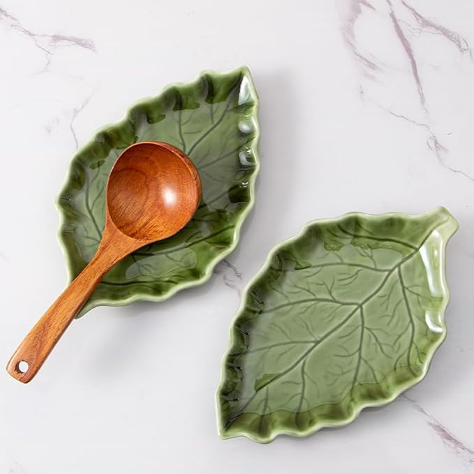 Ceramic Leaf Shape Spoon Rest for cooking, Cute Green Cooking Spoon Holder for Stove Top,Large Po... | Amazon (US)