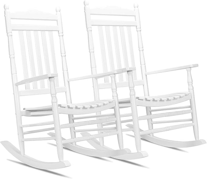 VINGLI 2PCS Wood Rocking Chairs Relaxing Rocker for Deck, Garden, Backyard, Porch, Indoor or Outd... | Amazon (US)