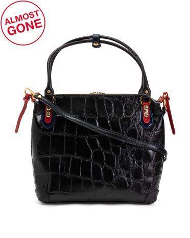 Made In Italy Leather Croco Big K Metal Tote | TJ Maxx