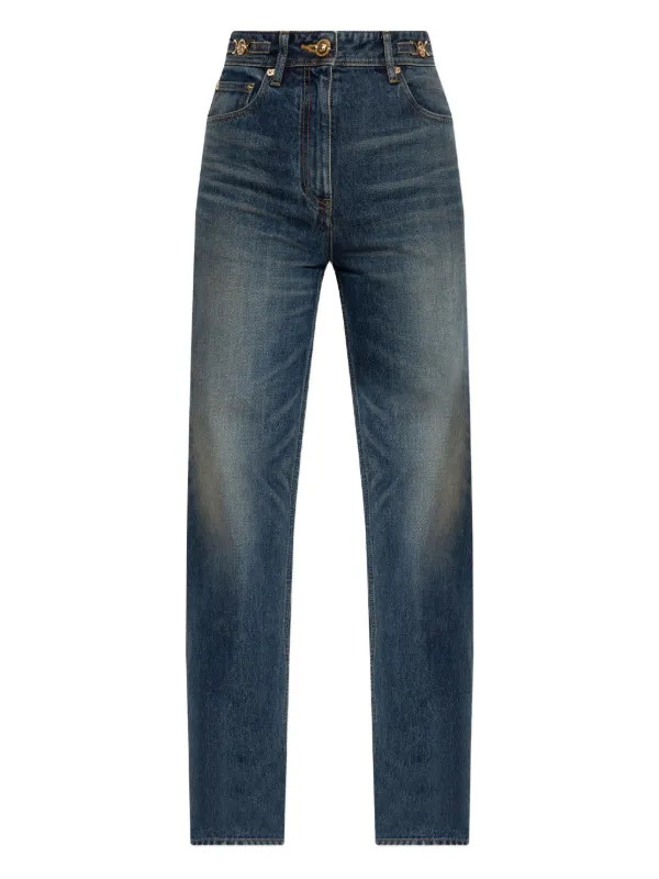Versace plaque-detailed Jeans | Blue | FARFETCH BR | Farfetch (BR)