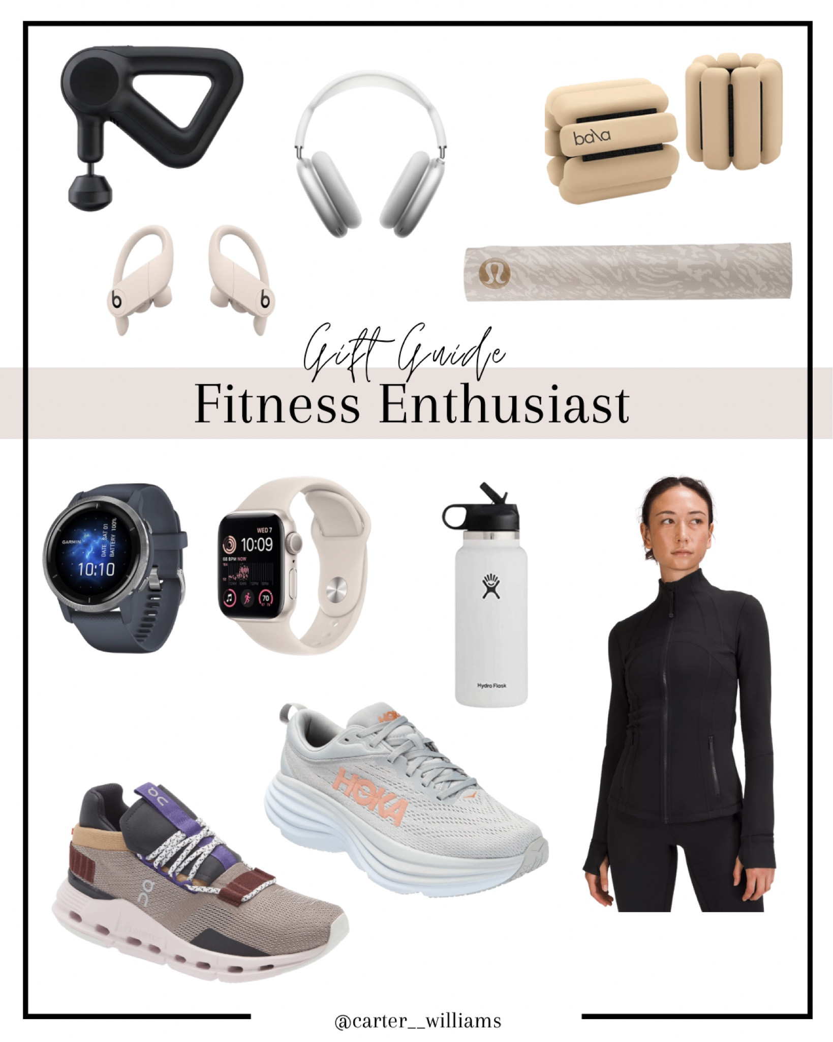 Gift Guide for the fitness and gym enthusiast 🏋🏼 

#giftguide #christmas #tennisshoes #gymshoes #oncloud #hoka #lululemon #applewatch #garmin #airpods #theragun

#LTKHoliday #LTKGiftGuide #LTKCyberweek