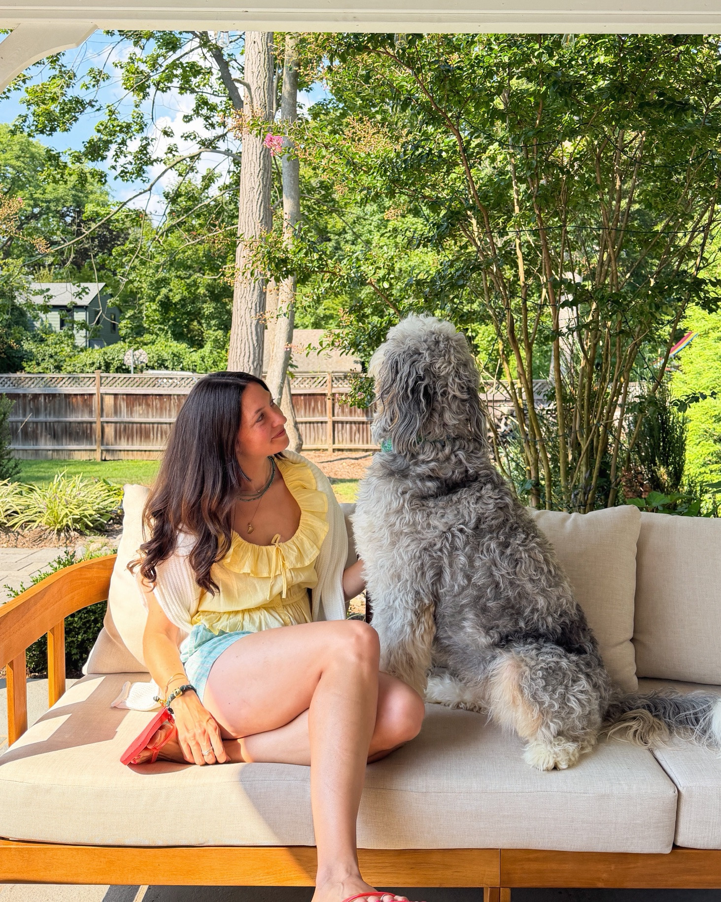 Apparently we bought this furniture for Birdie 😂

But honestly… I think this might be my favorite little spot in the backyard now. And what perfect timing since we now have to replace our screened in porch 🤪

We took our time figuring out the furniture for this space, and I really wanted it to feel like an extension of our house… comfortable, a little coastal, a little classic, & somewhere we’d actually want to spend time.

And now that it’s finally coming together, I’m finding myself out here constantly. Coffee in the morning, movies in the evening, kids running around the pool… &, as usual, Birdie has claimed the best seat 

I linked everything I can in stories, too!

#LTKHome #LTKSeasonal
