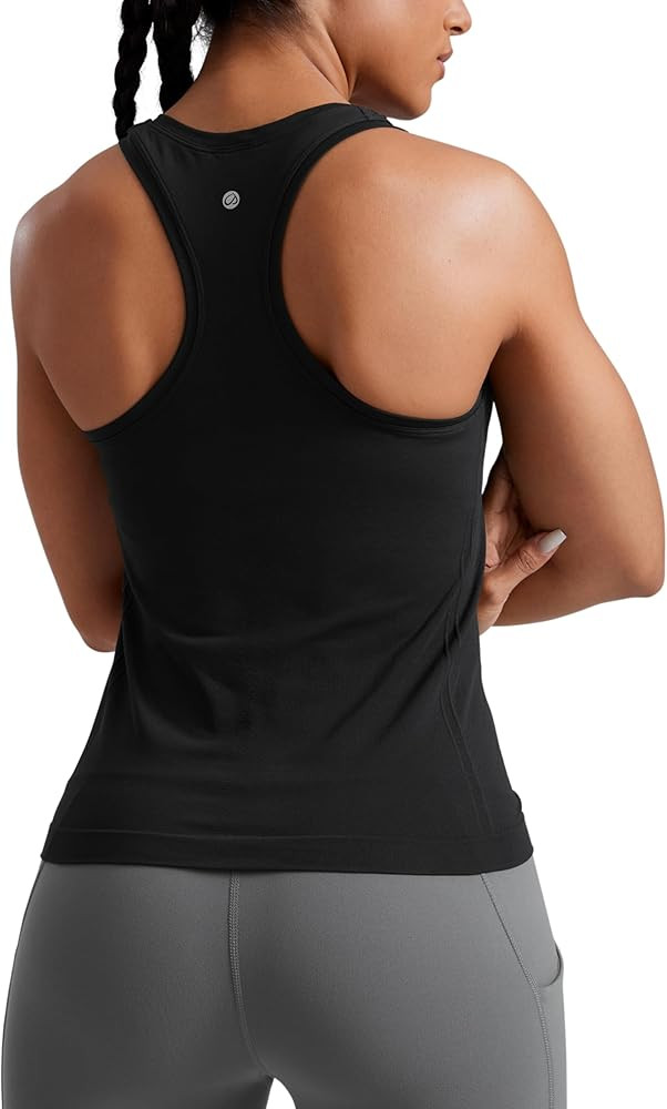 CRZ YOGA Womens Seamless Racerback Tank Scoop Neck Breathable Running Workout Tops Athletic Gym S... | Amazon (US)