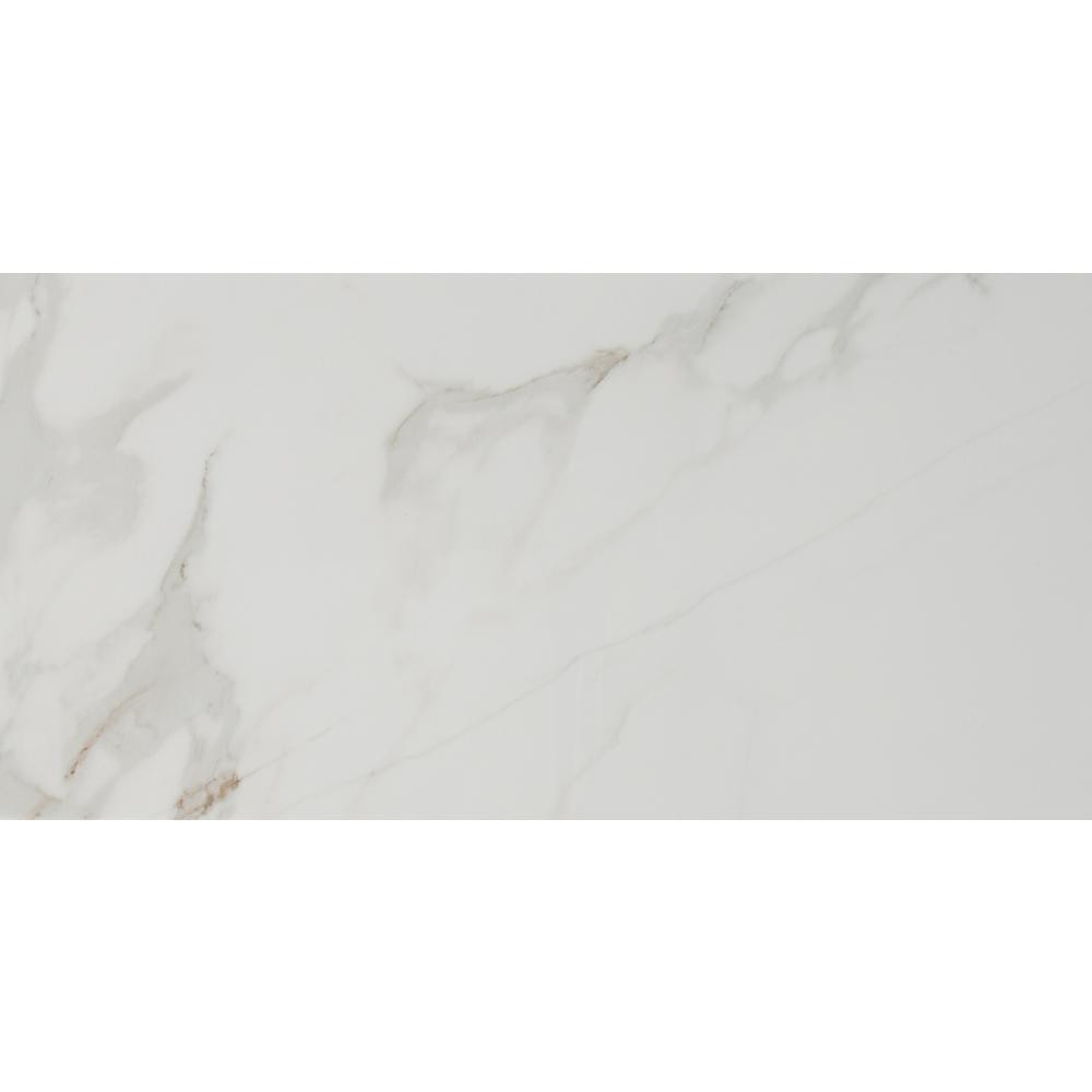 12 in. x 24 in. Carrara Polished Porcelain Floor and Wall Tile (16 sq. ft./case) | The Home Depot