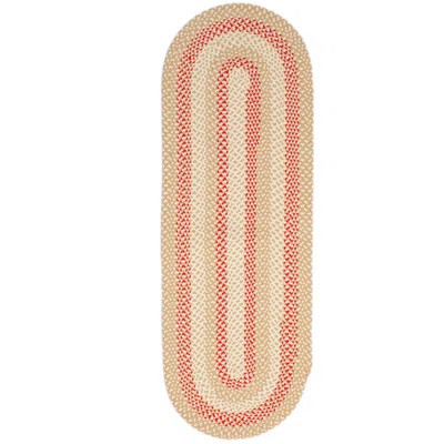 Farmhouse Braided Cotton Beige / Red Area Rug | Wayfair North America