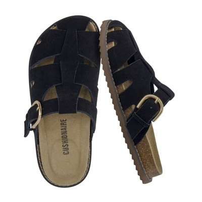 CUSHIONAIRE Benson Genuine Suede Clogs for Women – Adjustable Buckle Sandal with Memory Foam --Black Suede 8.5 | Target