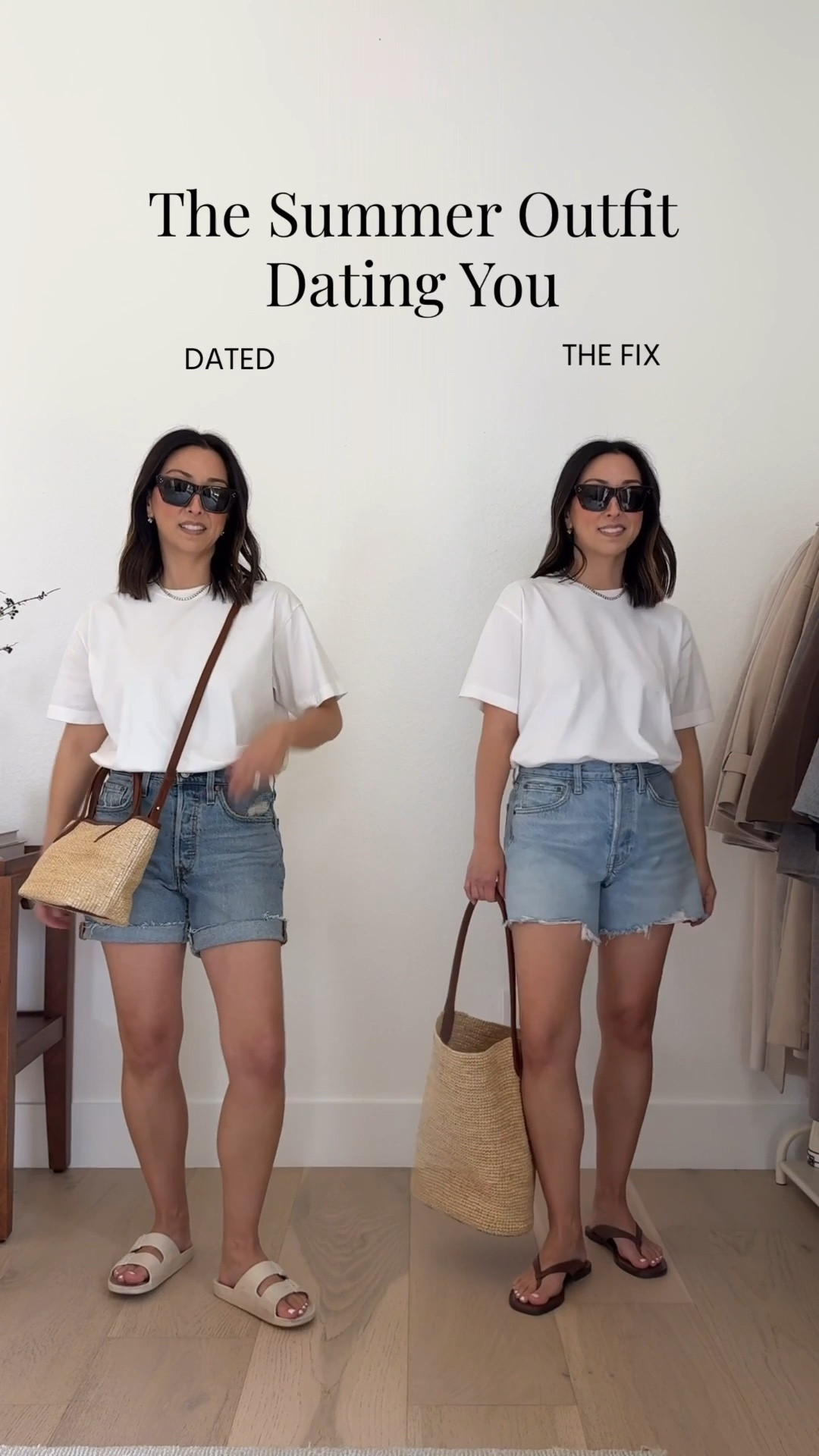 3 updates to go from dated to modern with a simple summer outfit. 

Updated outfit
Madewell tee xs
Agolde Parker shorts 25 - size up
J.crew bag
Everlane sandals 5
Celine sunglasses
Dorsey James necklace 15”
Electric picks earrings

Summer outfits, Jean shorts

#LTKgrwm #LTKmomlife #LTKPetite