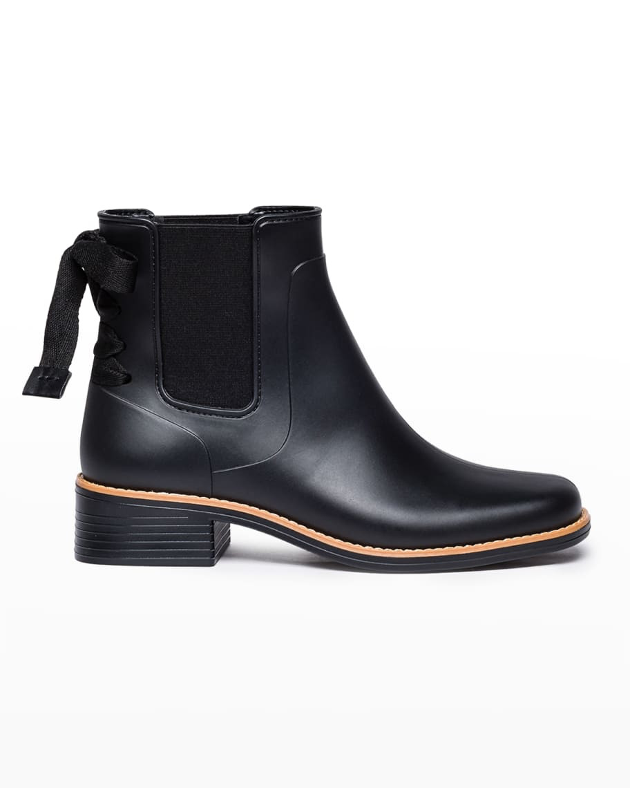 Bernardo Briton Lace-Up Rubber Rain Booties | Neiman Marcus